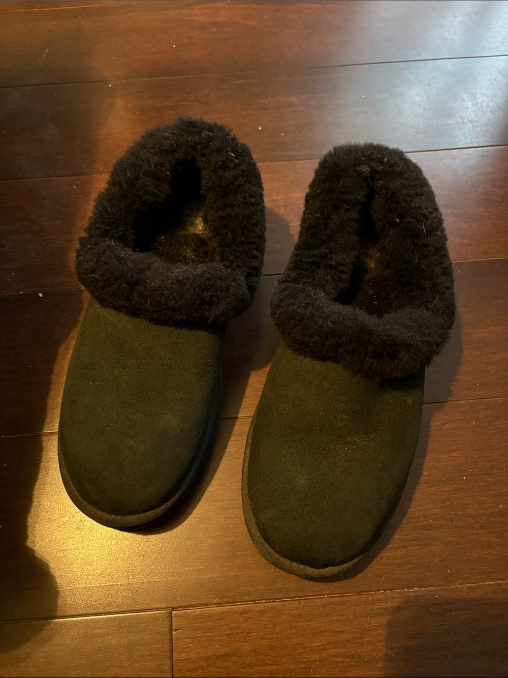 UGG Men's Black Shearling-Trim Slip-On Slippers